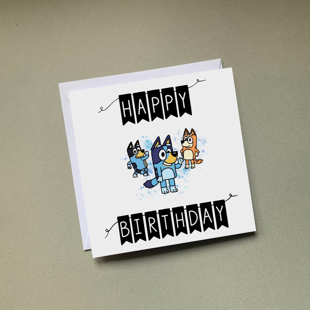 Bluey verjaardagskaart, officiële Bluey-wenskaart, Bluey