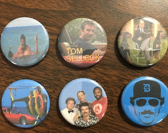Magnum P.I. magnets or pin back buttons