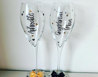 Personalised Etched or Vinyl Prosecco/Champagne Flute/Glass