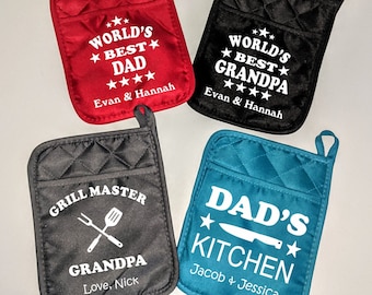 Personalized Oven Mitt Potholder Pot Holder Father's Day Gift Fathers Day Gift Dad Grandpa Papa Gift Unique Special Step-Dad Gift kitchen
