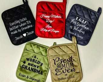 Personalized Custom Potholder Pot Holder Mother's Day Gift Mothers Day Gift Mom Grandma Nan Gift Unique Special Mother's Day Gift kitchen