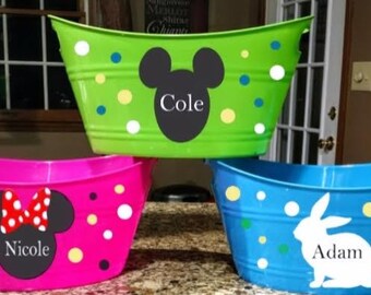 Personalized Easter Basket Custom Easter Basket Plastic Easter Basket Boys Girls Easter Basket Tote Disney Mickey Minnie Mouse Basket