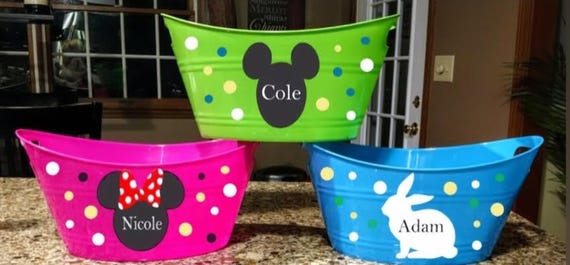 Personalized Easter Basket Custom Easter Basket Plastic Easter Basket Boys Girls Easter Basket Tote Disney Mickey Minnie Mouse Basket