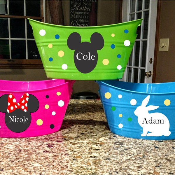 Personalized Easter Basket Custom Easter Basket Plastic Easter Basket Boys Girls Easter Basket Tote Disney Mickey Minnie Mouse Basket