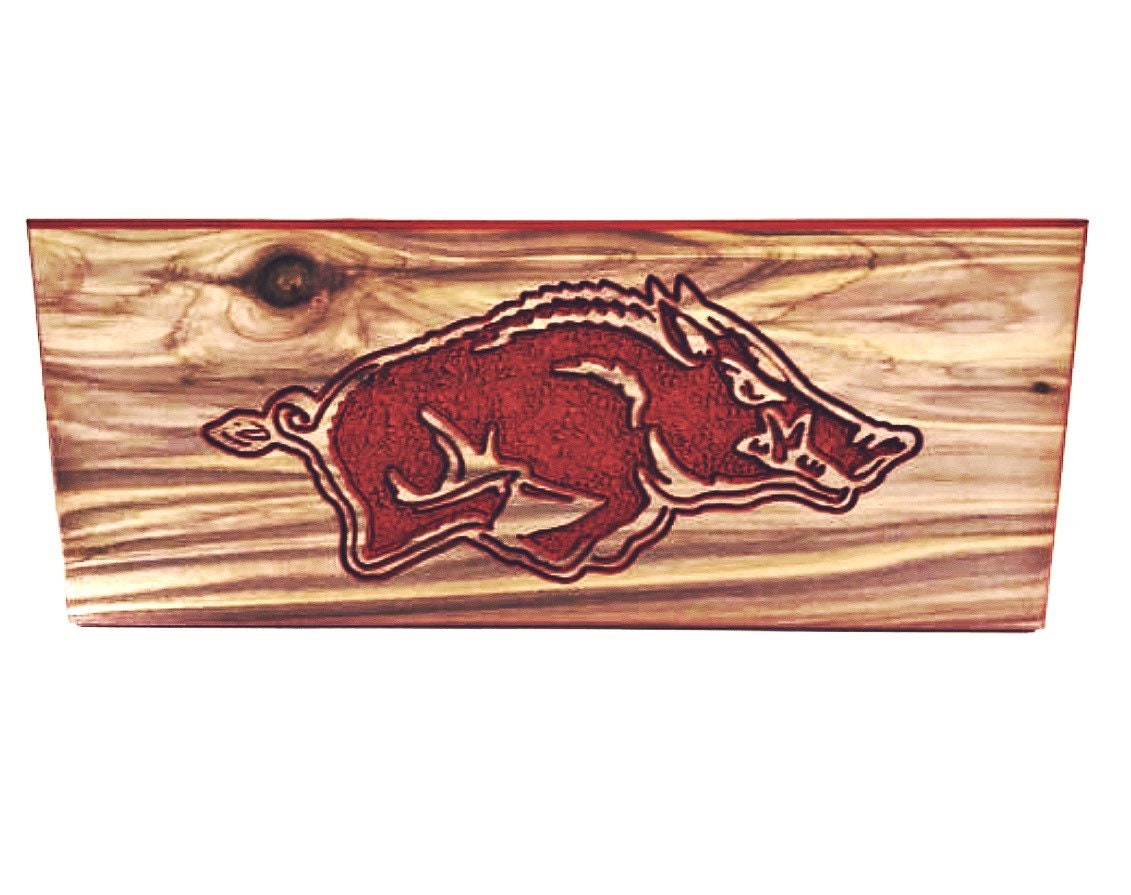 Large Wood Razorback Sign Arkansas Razorbacks Routed Wood Sign, Rustic Hog Decor - Etsy