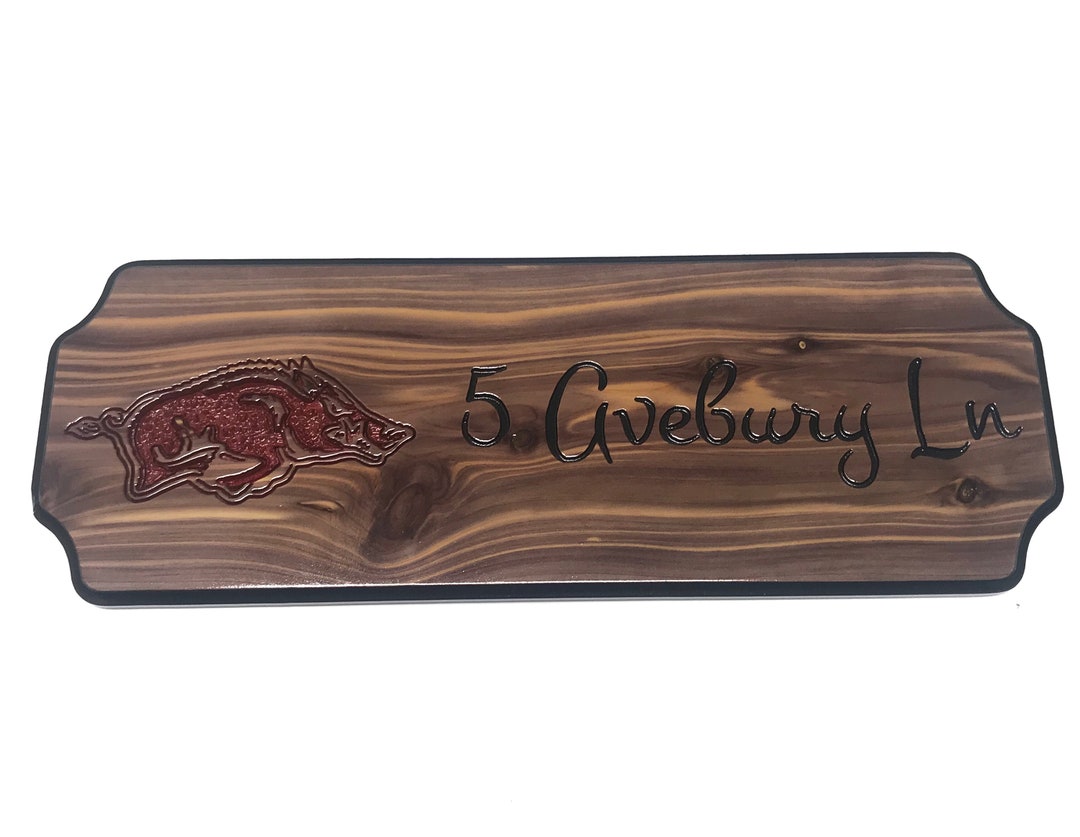Wood Razorback Sign Arkansas Razorbacks Address Sign, Personalized Cedar Home Decor - Etsy