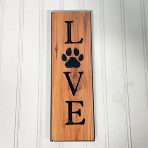 Custom Love Animal Paw  Wood Routed Sign Farm Personalized Wooden Camp Decor Name Signs