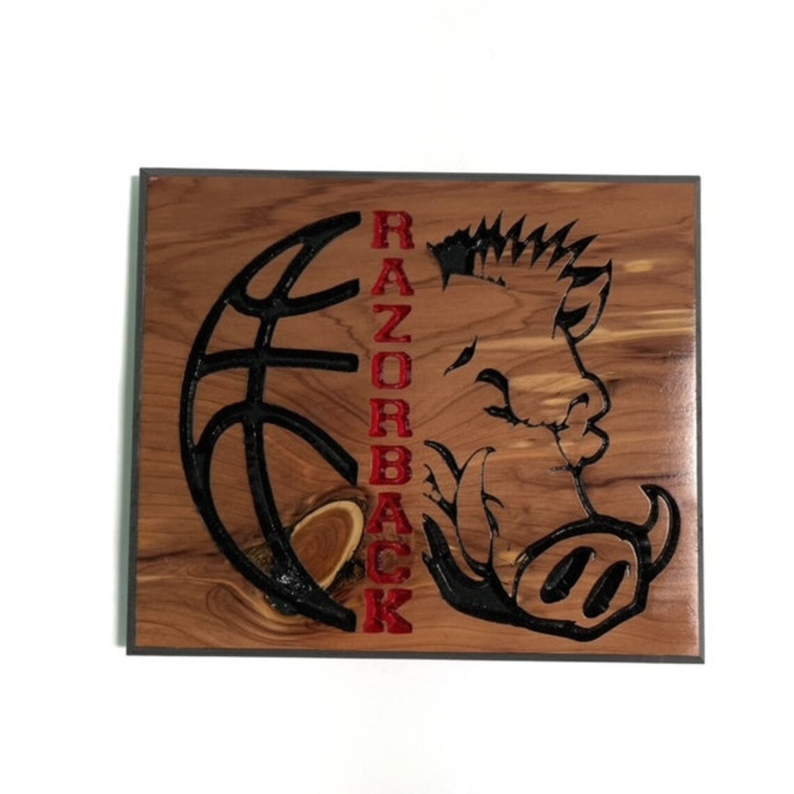Wood Razorback Sign Arkansas Razorback Basketball Sign Wall Decor WPS Wooo Pig Sooie Wood ...
