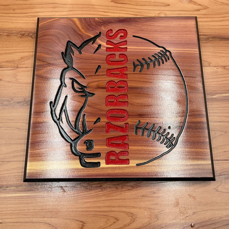 Large Wood Razorback Sign Razorback Baseball Sign, Routed Cedar Wood Wall Decor - Etsy