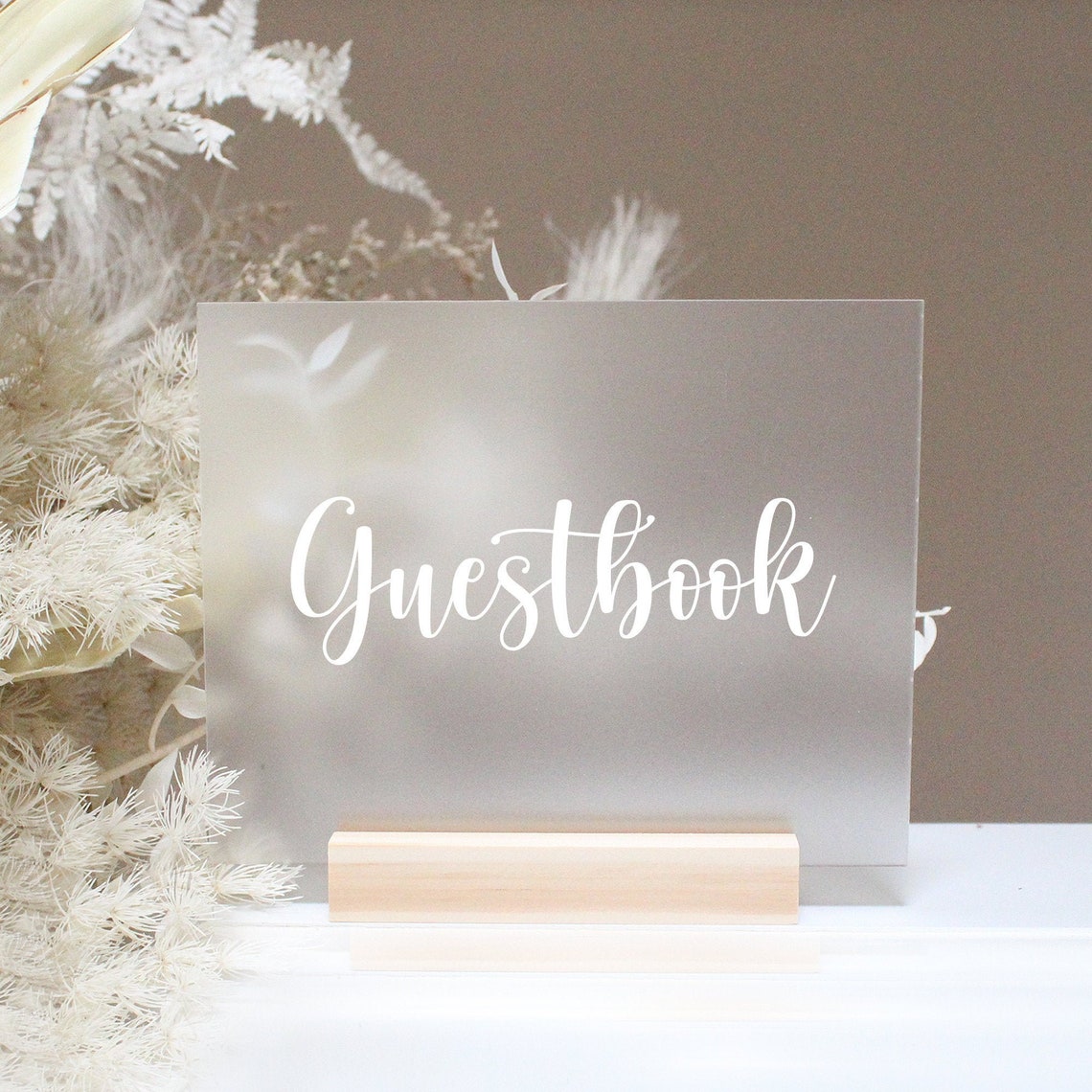 Frosted Acrylic Guest Book Sign Printed White Text Wedding Etsy