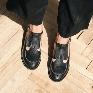 Mod Shoes, Black Women Shoes with black Rouded Toe, Trippen shoes, Bunkle Shoes image 4