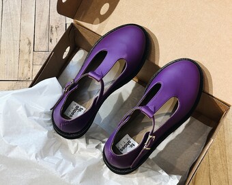 Mary Jane, Shoe woman, Purple leather shoe woman, Platform Mary Jane, Pump Mary Jane, Womens shoes