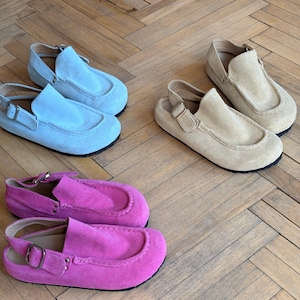 Custom Leather Wide Toe Barefoot Clogs, Handmade Boho Leather Mules, Slip on shoes