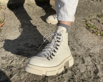 all white leather boots