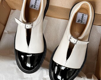 Leather Mary Jane flat shoes, Custom made casual shoes, patent leather slip on moccasins
