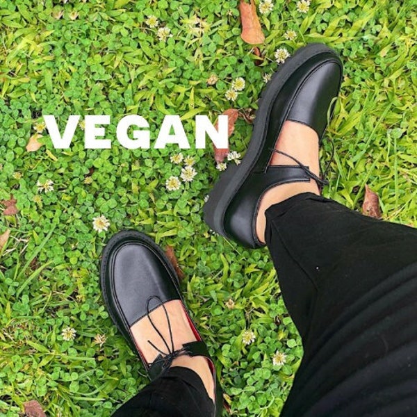 Vegan leather shoes women, Black Mary Jane shoes women, Platform shoes, Custom made shoes, Mod shoes