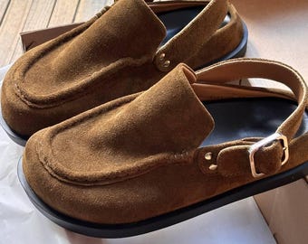 Brązowe skórzane chodaki, letnie kapcie, ręcznie robione skórzane kapcie w stylu boho