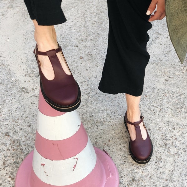 Womens dress shoes, Burgundy Mary Jane shoes, Platform Mary Janes, Leather shoes women, Custom shoes, Handmade shoes