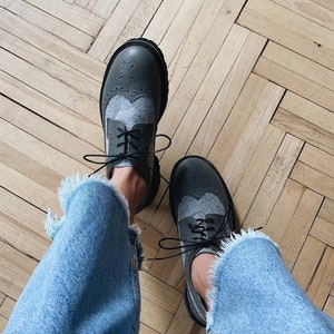 Womens oxfords, Gray leather women oxfords brogue shoes, Oxford shoes women, Handmade custom shoes, Lace up oxford shoes, Womens brogues