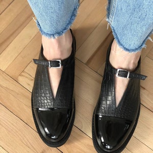 Mod Shoes, Black Women Shoes with black Rouded Toe, Trippen shoes, Bunkle Shoes, Shoe woman, , Womens shoes, Mary Janes, Leather shoes women