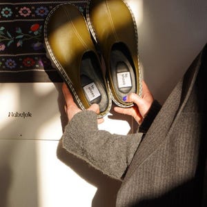 Leather platform custom clogs shoes, leather mules, closed toe slip on clogs slippers, round toe slip on shoes, slide in summer shoes image 10