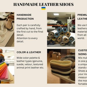 Handmade leather shoes, premium quality leather, color & leather, customization & sizing
