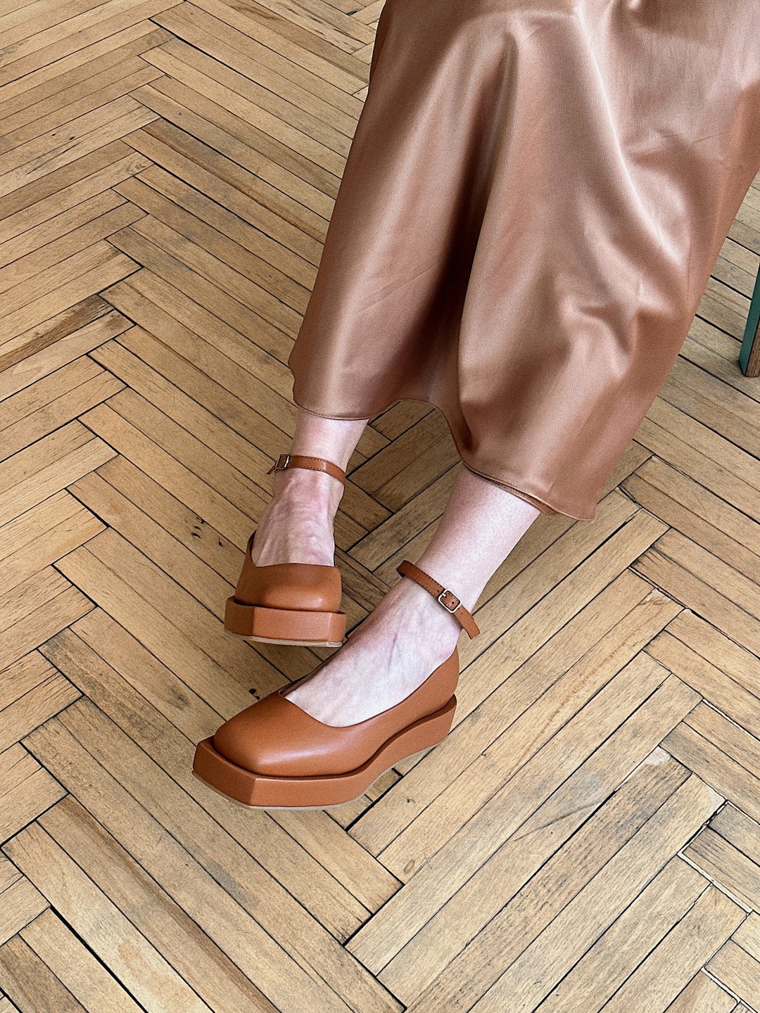 CMF Women Shoes Comfortable Mary Jane Platform Leather Buckle Elegance Walking
