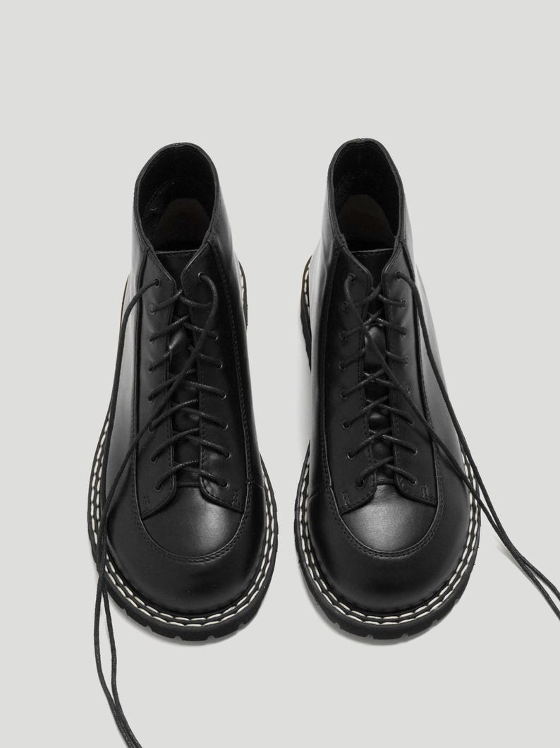 Genuine black real leather Barefoot boots women, ankle high leather boots, lacing ankle moccasins boots, barefoot shoes custom made