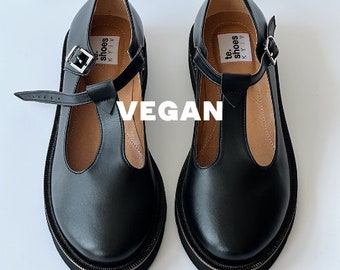 Scarpe vegane da donna, scarpe vegane nere, scarpe Mary Janes, scarpe ecologiche, scarpe in pelle vegana, scarpe con plateau vegane