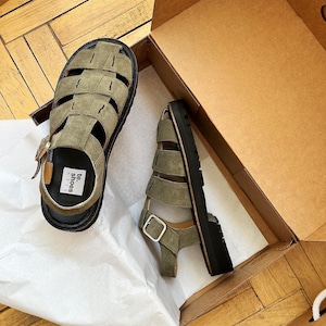 Fisherman sandals, Womens sandals, Green suede sandals women, Barefoot sandals, Handmade custom made shoes, grounding shoes, earthing shoes