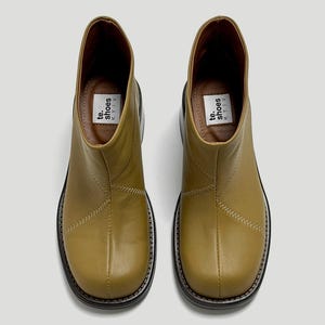 Op maat gemaakte leren enkellaarzen dames, schoenen met lage hak, schoenen met halfhoge omslag, herfstschoenen, winterschoenen, plateaulaarzen dames, leren laarzen