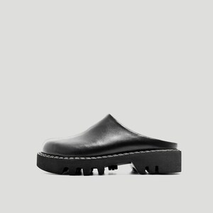 Zuecos de cuero genuino negro, mules de cuero, zuecos tipo pantufla hechos a mano, zapatos deslizantes de cuero con punta cerrada, zapatos de punta ancha imagen 5