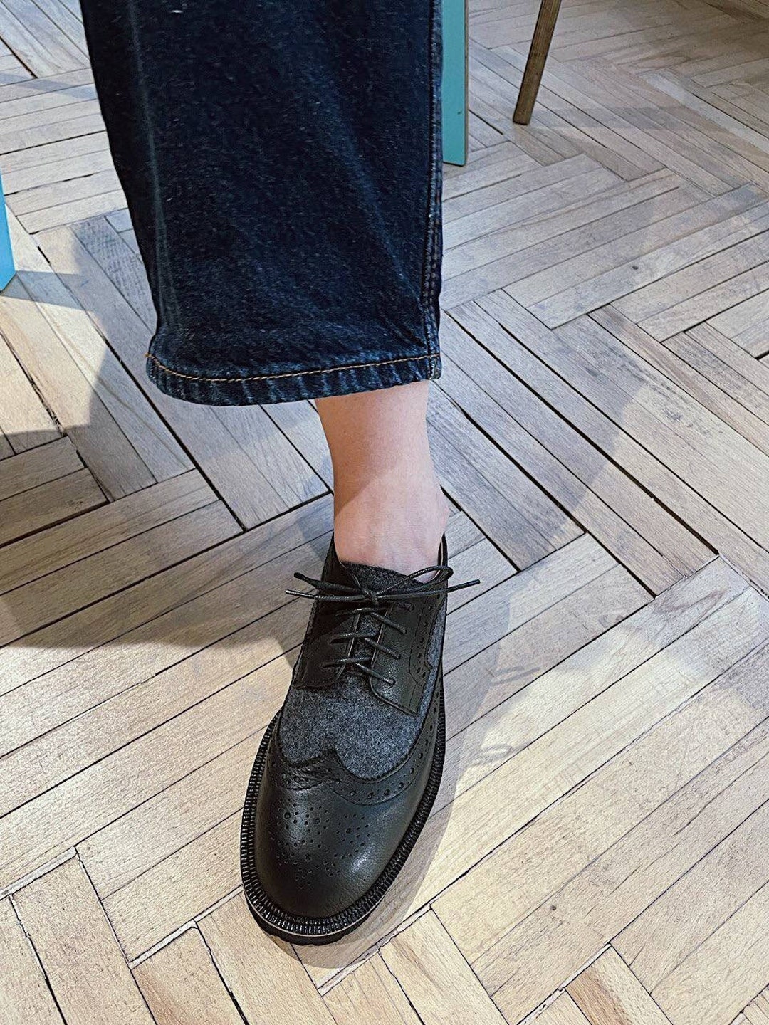Vrouwen zwart lederen oxfords brogue schoenen geregen oxford - Etsy  Nederland