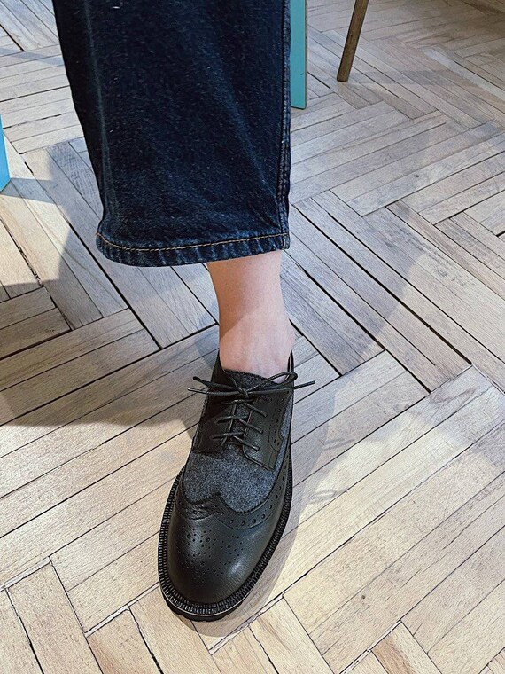 Black Leather Brogue Shoes