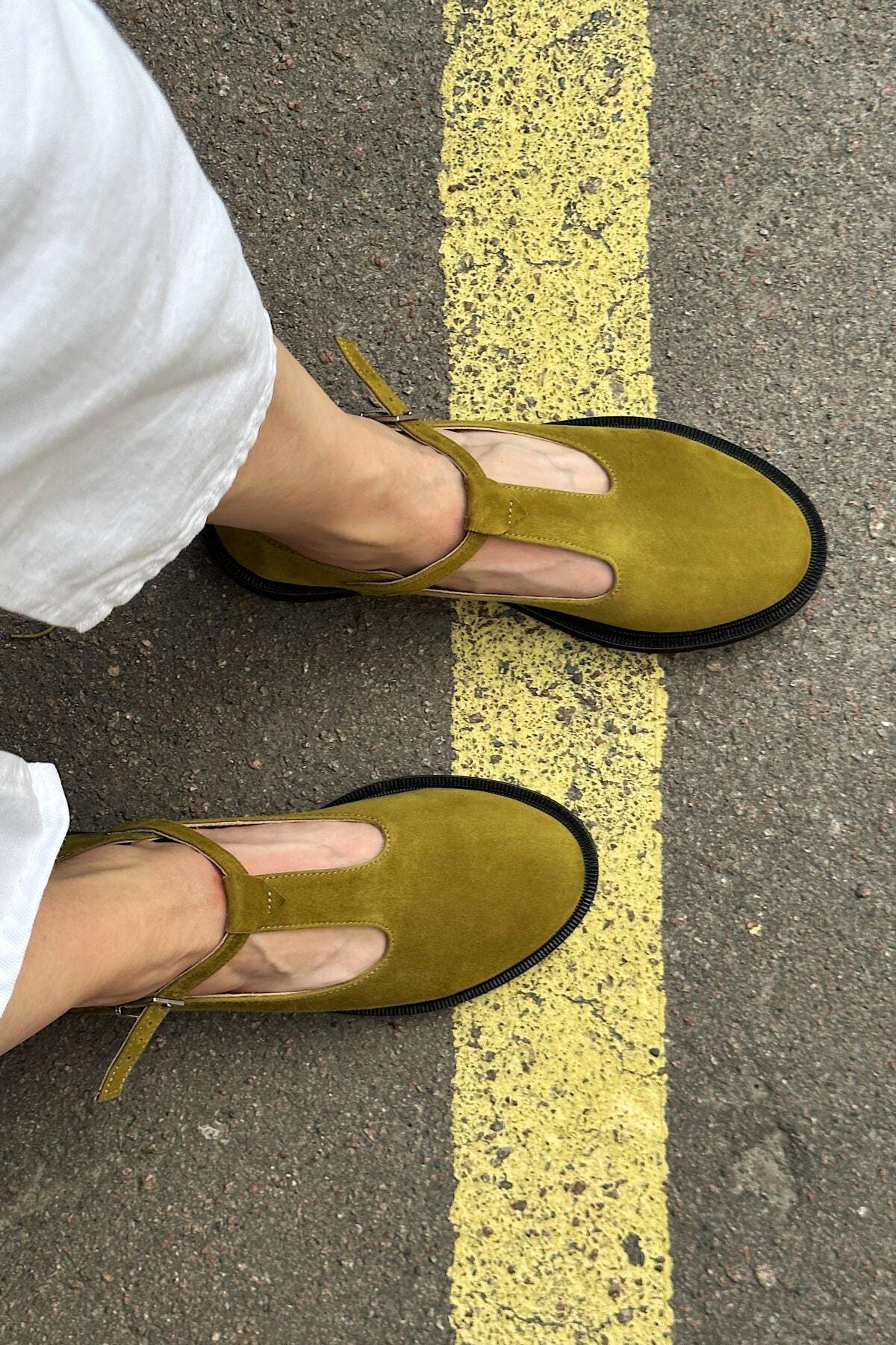Buty Mary Jane, Zielone buty Mary Jane barefoot damskie