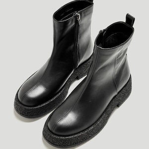 Ankle high leather boots women with side zipper, platform combat boots, round toe boots, steampunk boots, goth boots, platform winter shoes