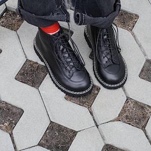 Genuine black real leather Barefoot boots women, ankle high leather boots, lacing ankle moccasins boots, barefoot shoes custom made