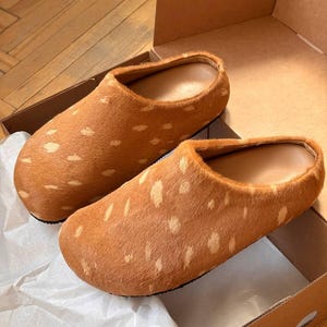 Animal print leather custom made platform clogs women, handmade footwear image 1