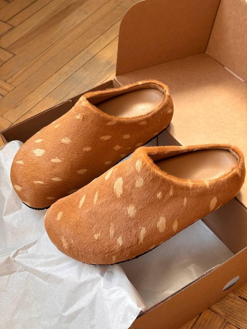 Animal print leather custom made platform clogs women, handmade footwear image 1