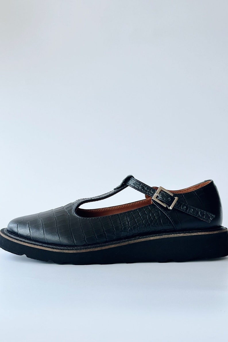 Black Mary Jane shoes women, Leather crocs shoes women, Platform shoes, Custom made shoes, Mod shoes image 3