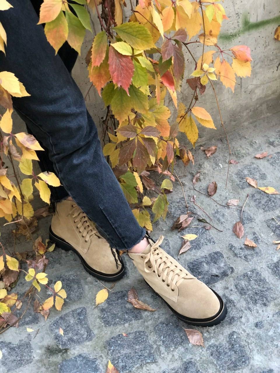 beige fall booties