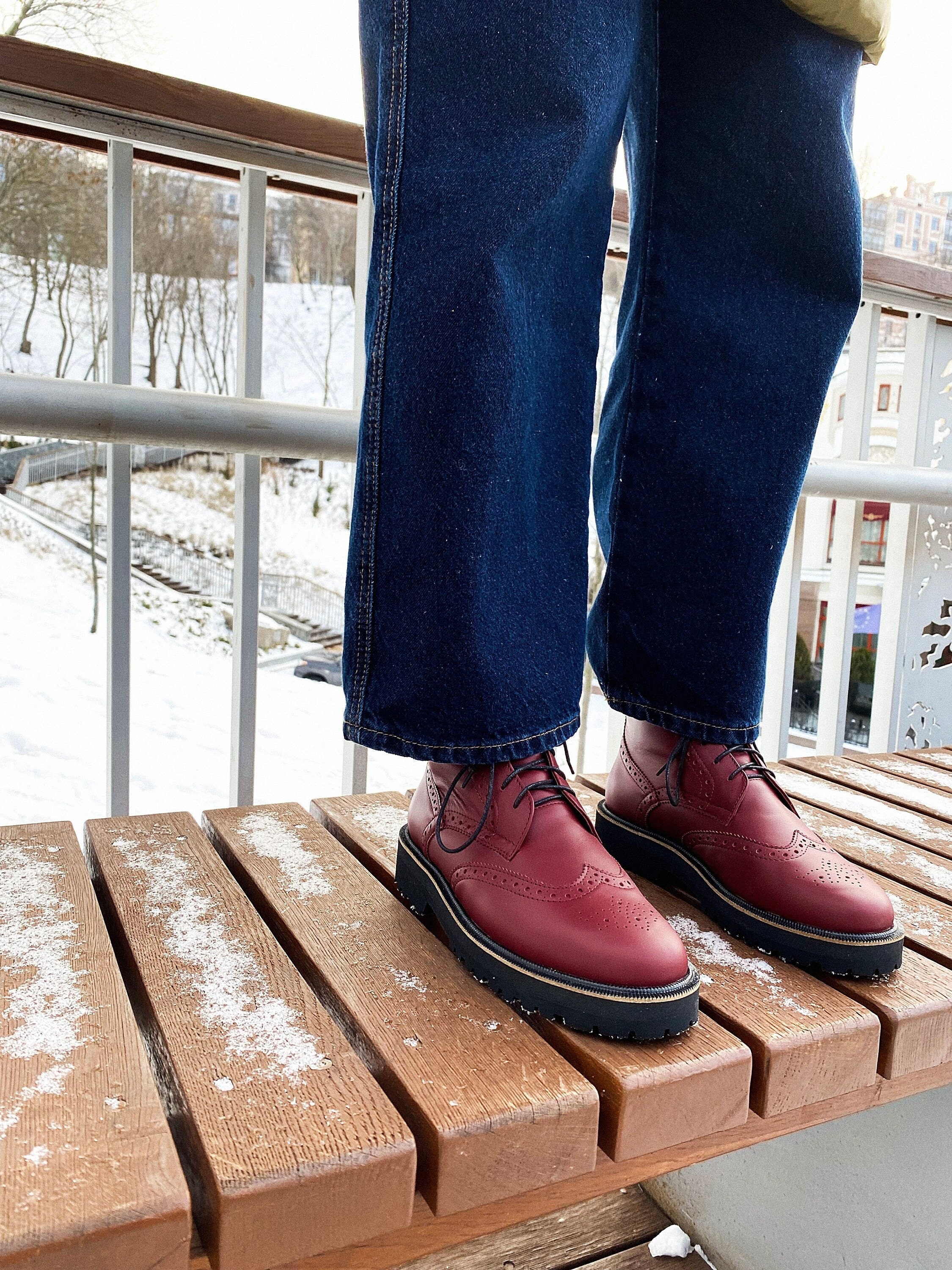 Womens brogue boots - Etsy Nederland