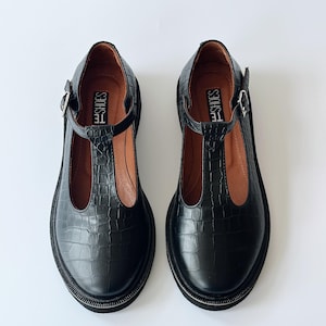 Schwarze Mary Jane Schuhe Frauen, Frauen kleiden Schuhe, Plateau Schuhe, Lederschuhe Frauen, kundenspezifische Schuhe, handgemachte Schuhe, Mod Schuhe, schwarze Schuhe
