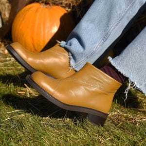 Custom leather ankle high boots women, low heel boots, mid cuff shoes, autumn shoes, platform boots women, chunky boots