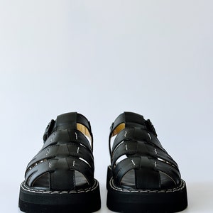 Fisherman sandal woman, Black leather fisherman sandal, Chunky fisherman sandal, Custom slide sandal image 5