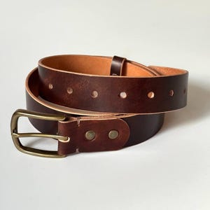 Dark Brown leather belt with gold buckle, leather belt gift for men, leather belt women, vintage leather belt