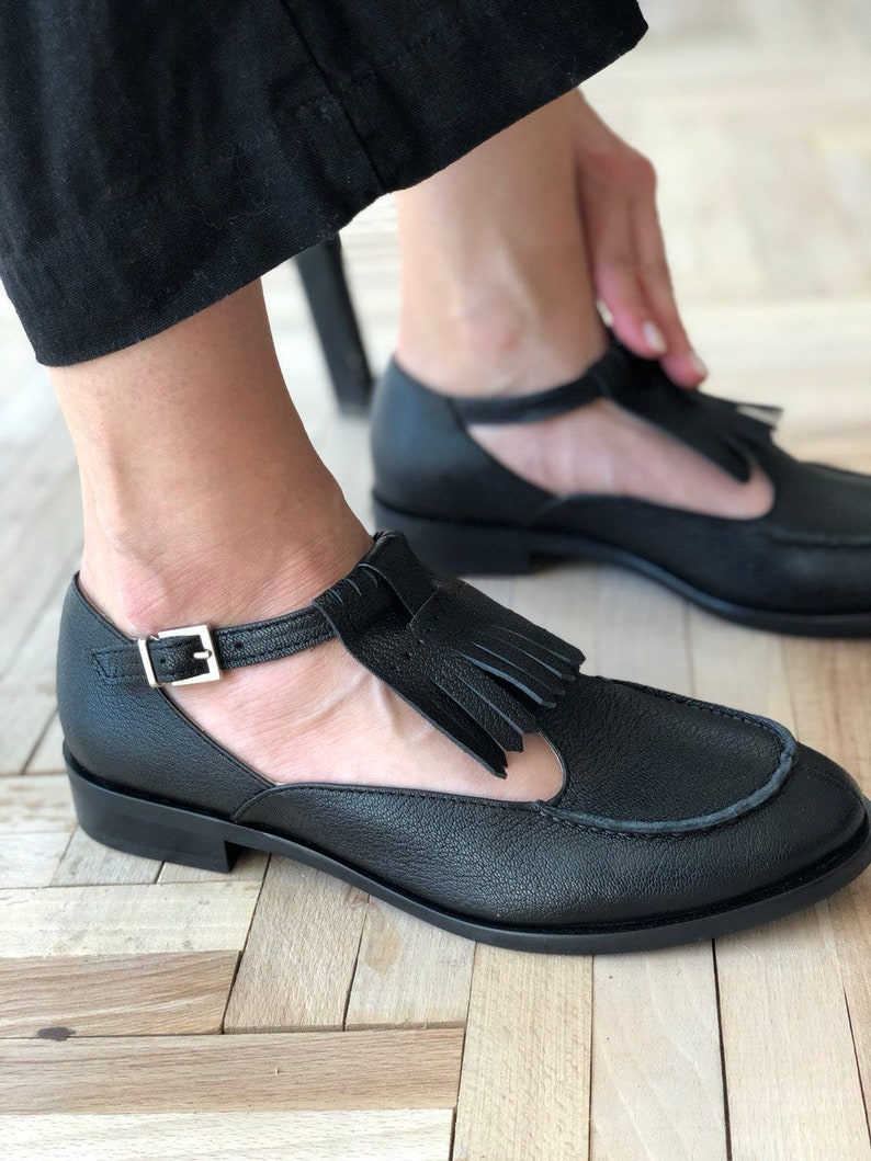 Mod Shoes, Black Women Shoes with black Rouded Toe, Trippen shoes, Bunkle Shoes image 7