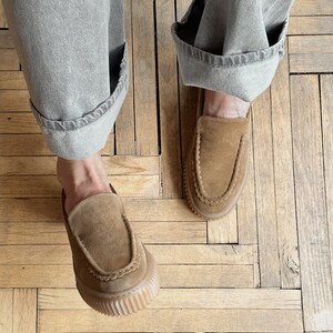 Shoes women, Chunky loafers, Custom shoes, Handmade shoes, Cute shoes, Beige loafers woman, Leather shoes, Cute slippers