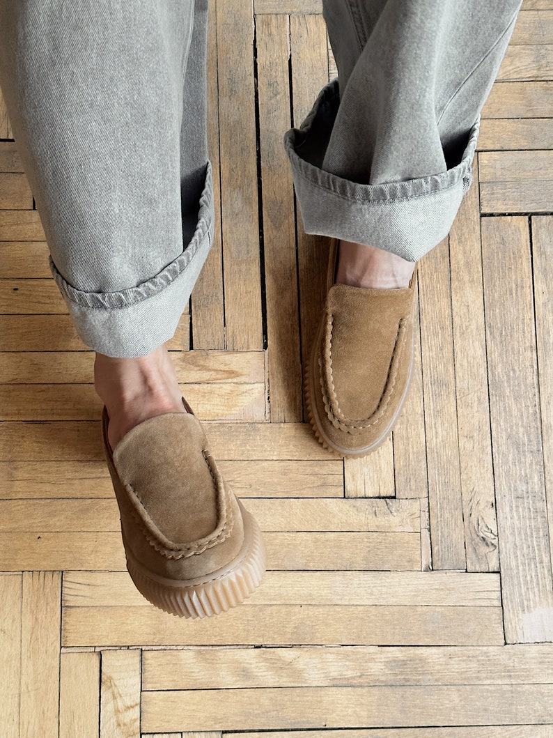 Shoes women, Chunky loafers, Custom shoes, Handmade shoes, Cute shoes, Beige loafers woman, Leather shoes, Cute slippers