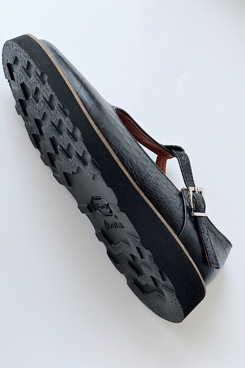 Black Mary Jane shoes women, Leather crocs shoes women, Platform shoes, Custom made shoes, Mod shoes image 5